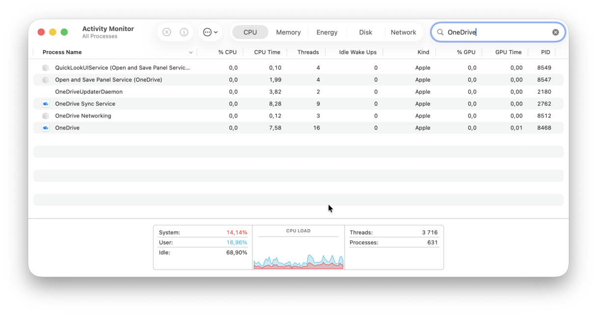 How to troubleshoot OneDrive via Activity Monitor