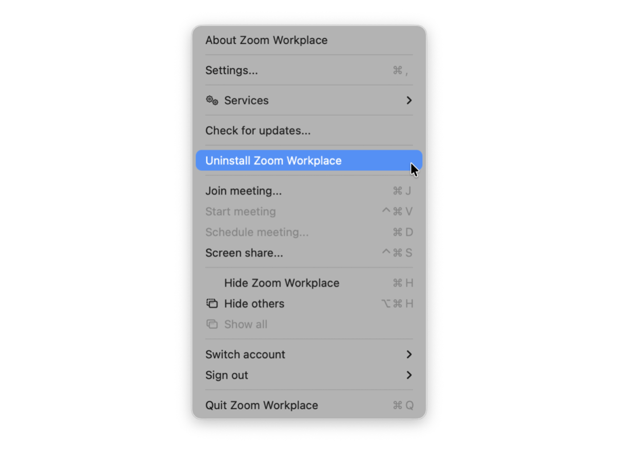 Use a built-in uninstaller to uninstall Zoom