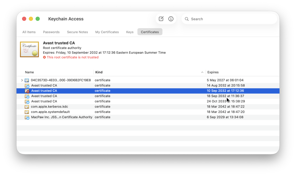 How to delete invalid certificates