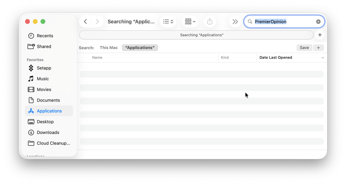Check your applications to remove PremierOpinion