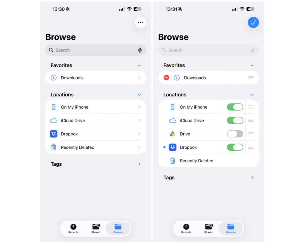 How to enable Dropbox in the Files app on iPhone