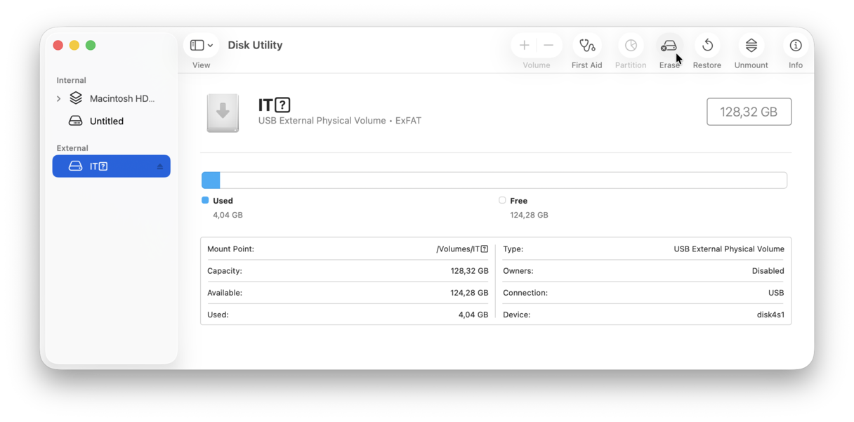 Formatting thumb drive Mac
