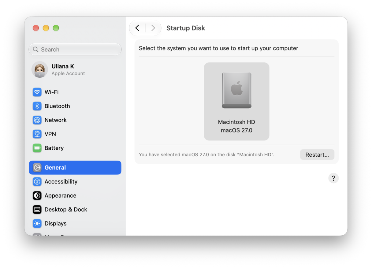 Boot from a different startup volume