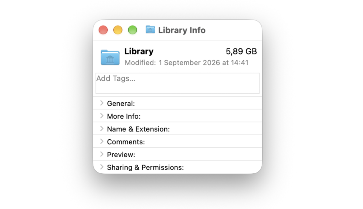 How to check the size of Library folder on Mac