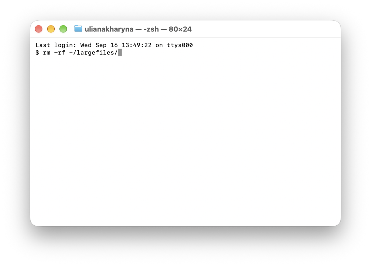 Remove large files via Terminal