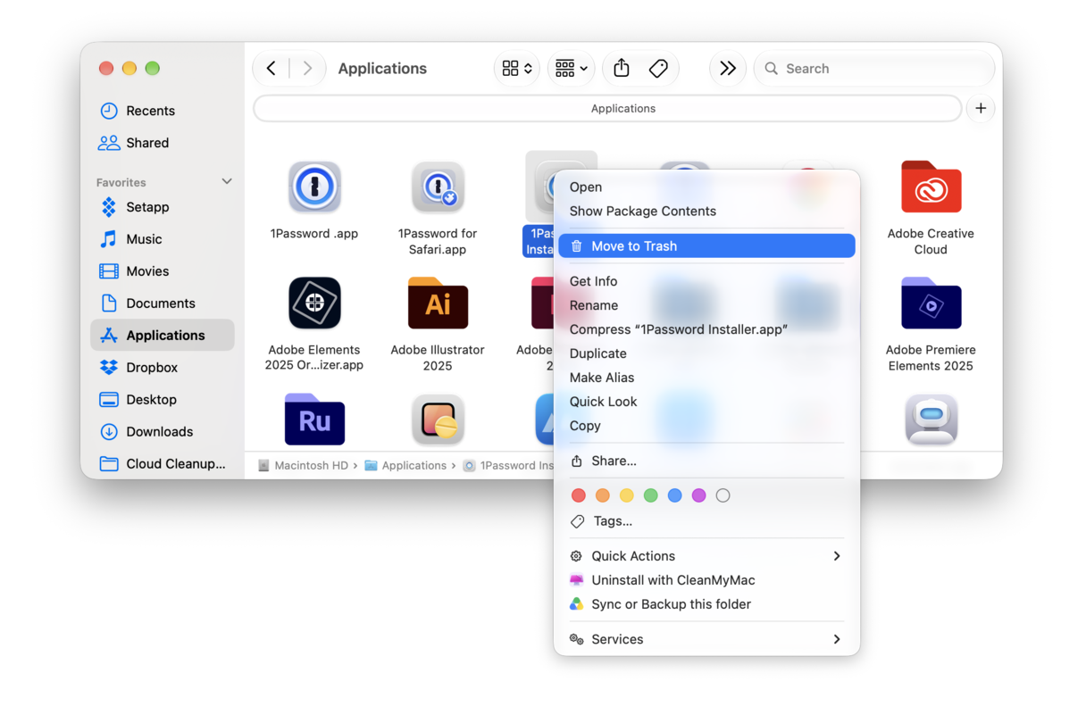 Uninstall apps