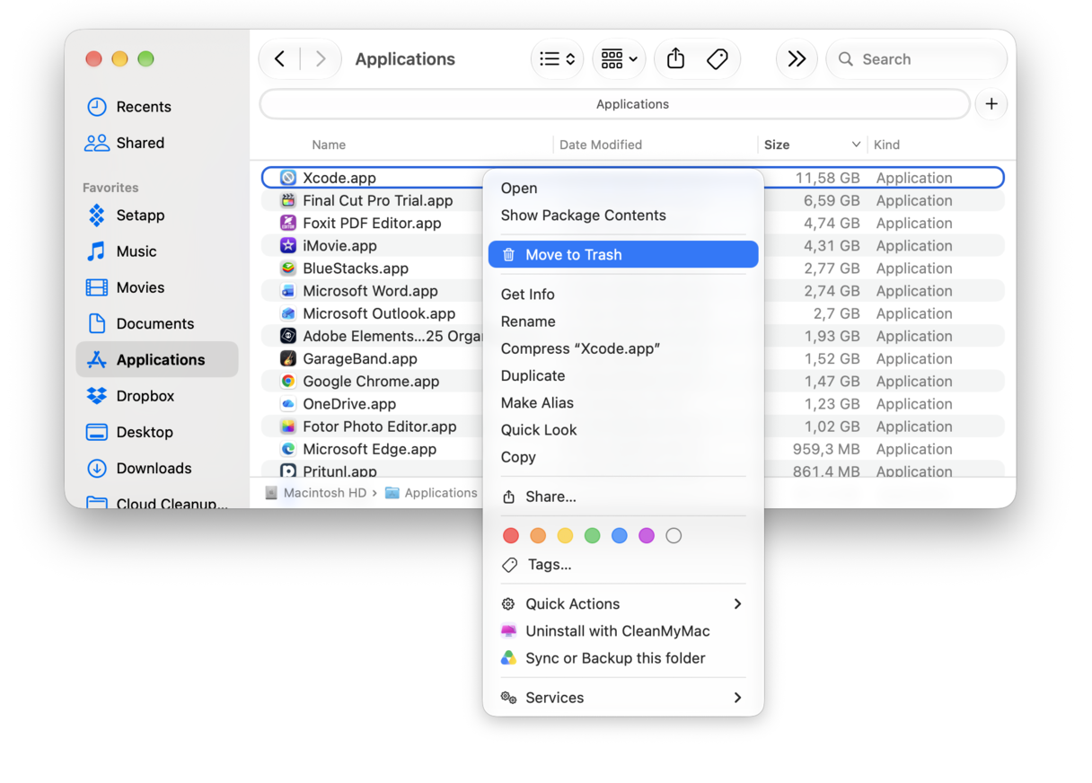 Delete unused apps