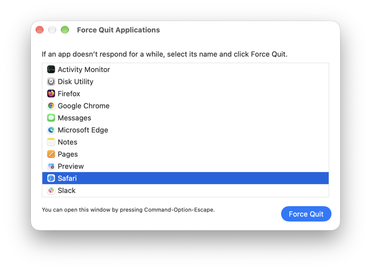 Force quit apps