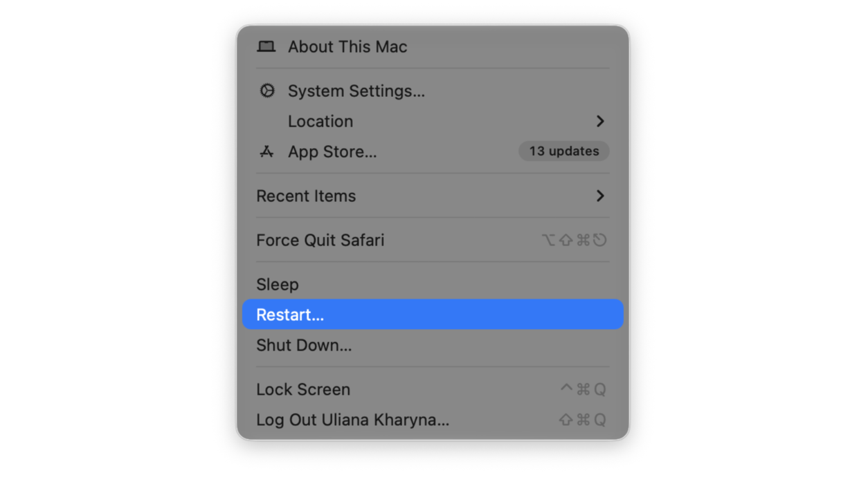 Restart Mac