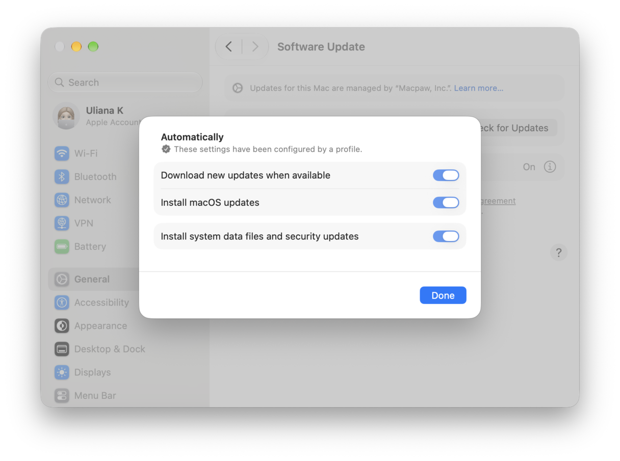 Enable automatic updates on Mac