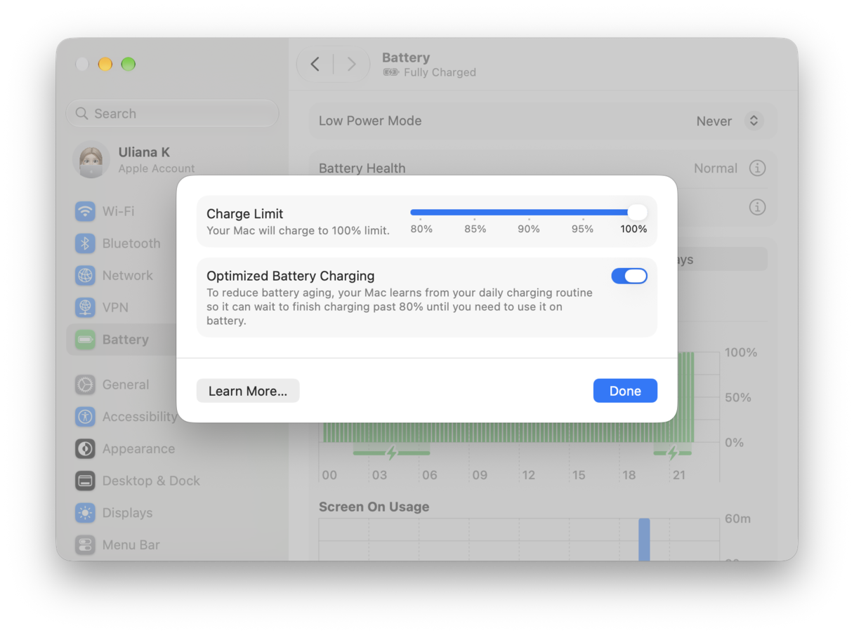 How to set a charge limit in battery settings