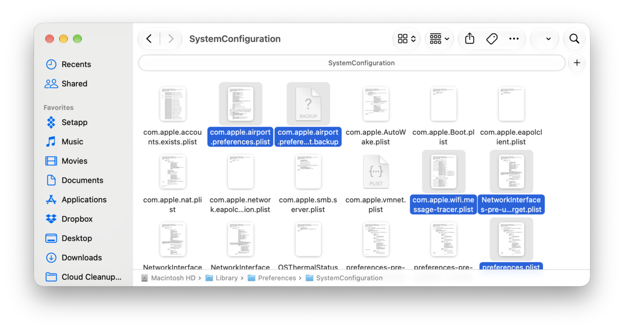 Delete network preferences on Mac