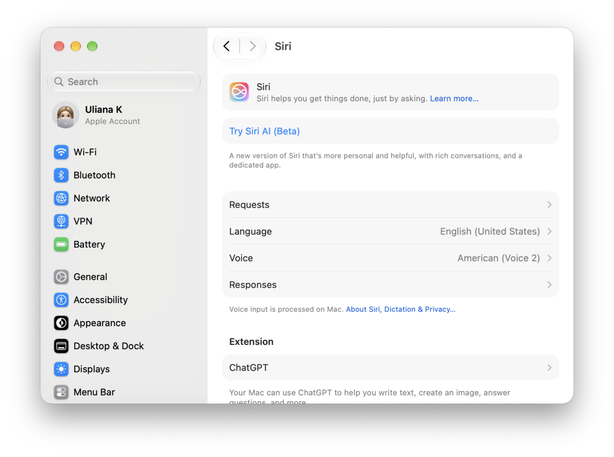 Siri Settings