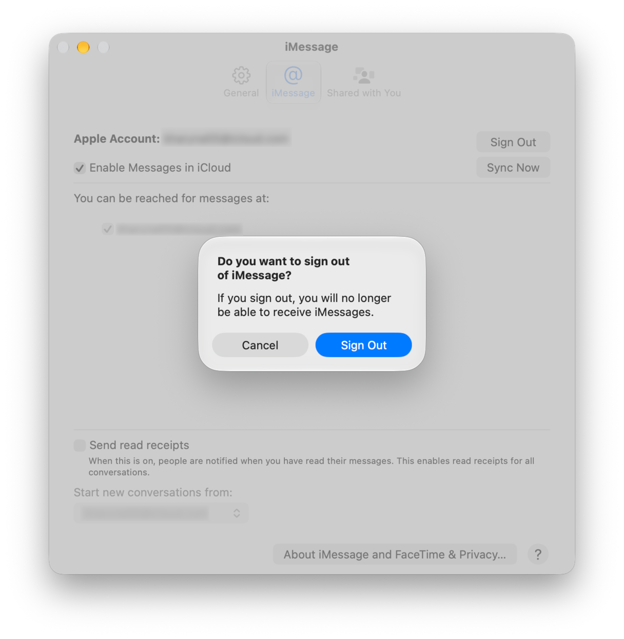 How to sign out of iCloud in Messages