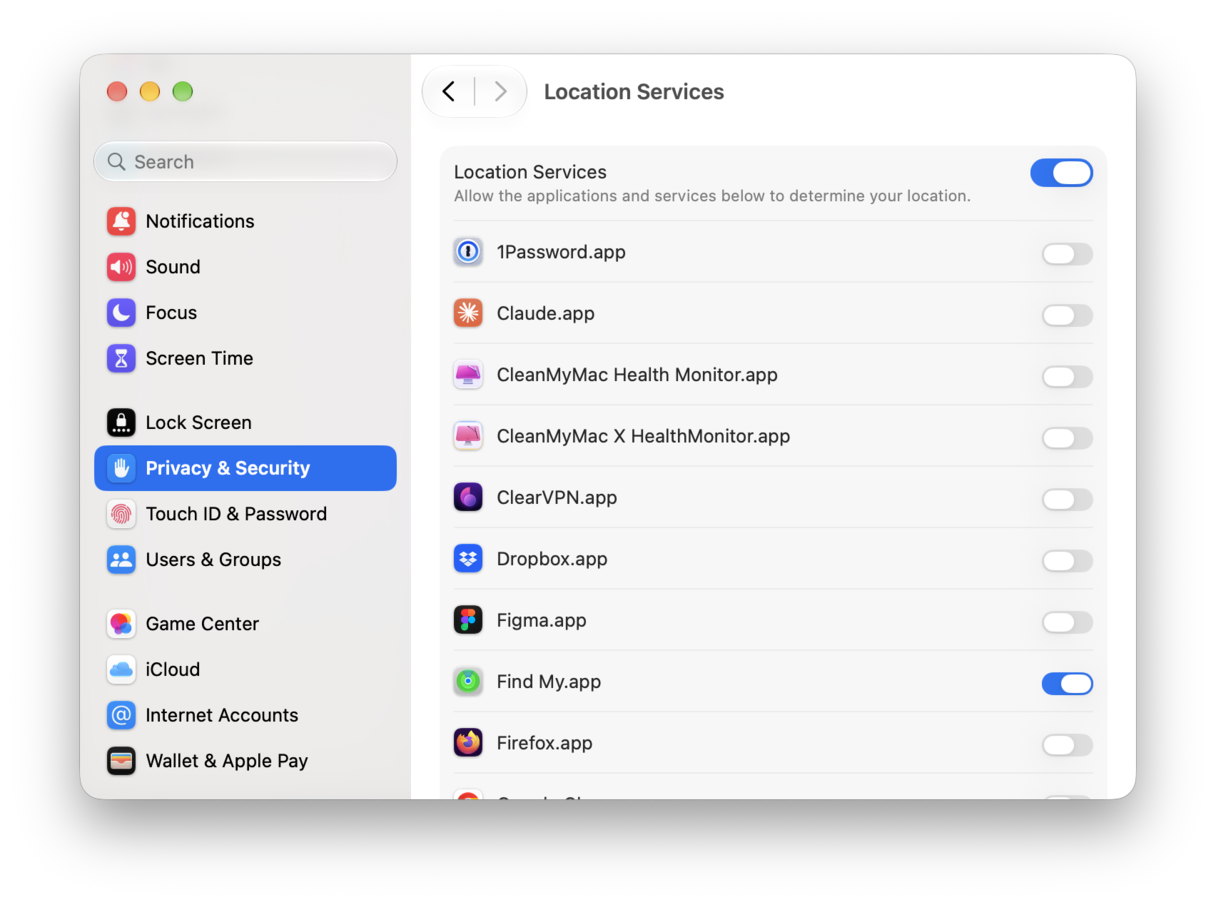 How to check Location Services on Mac