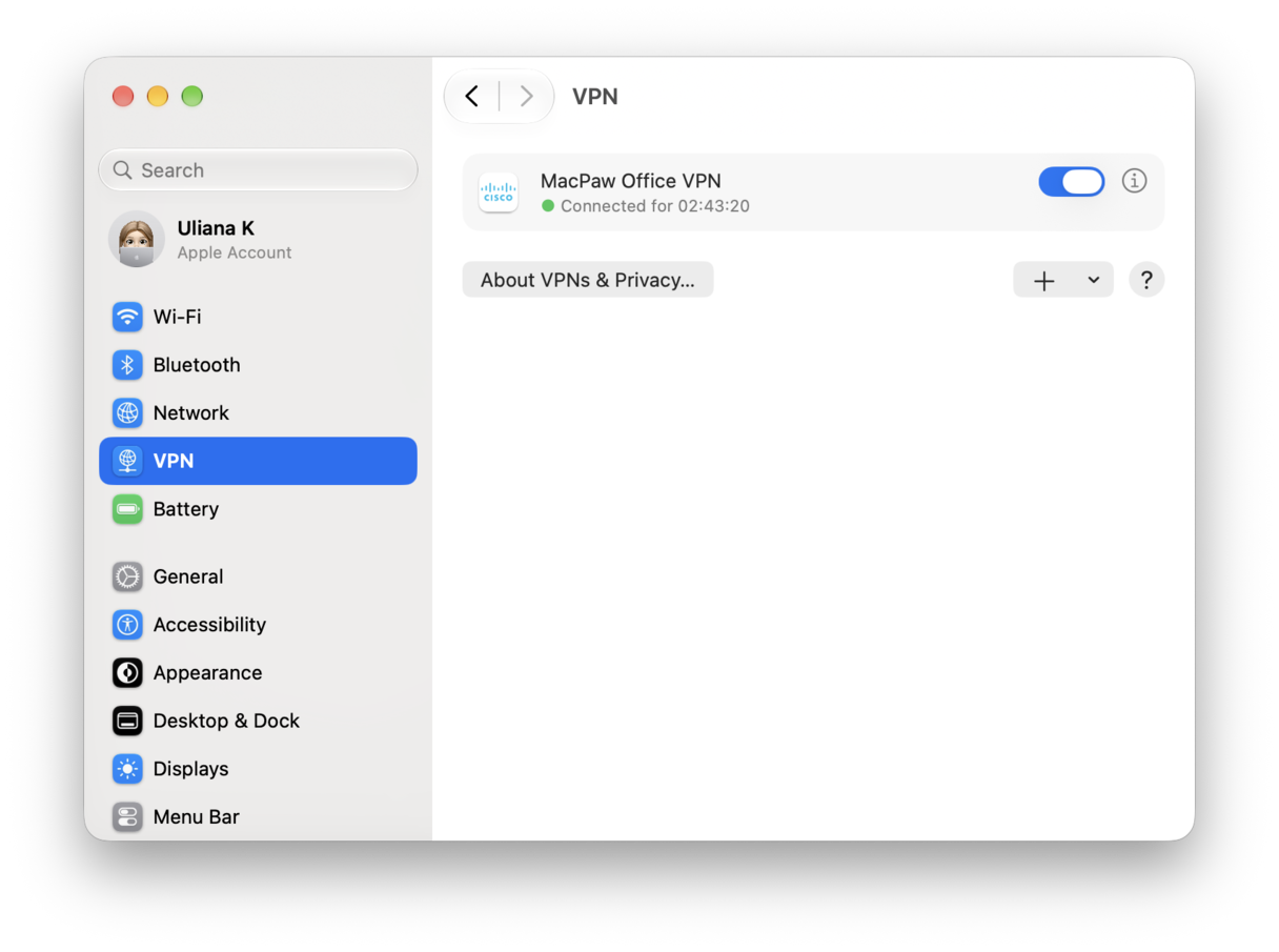 How to check VPN settings on Mac