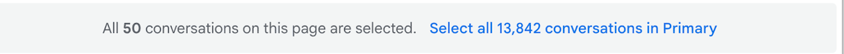 Gmail notification for selecting all conversations in Primary folder