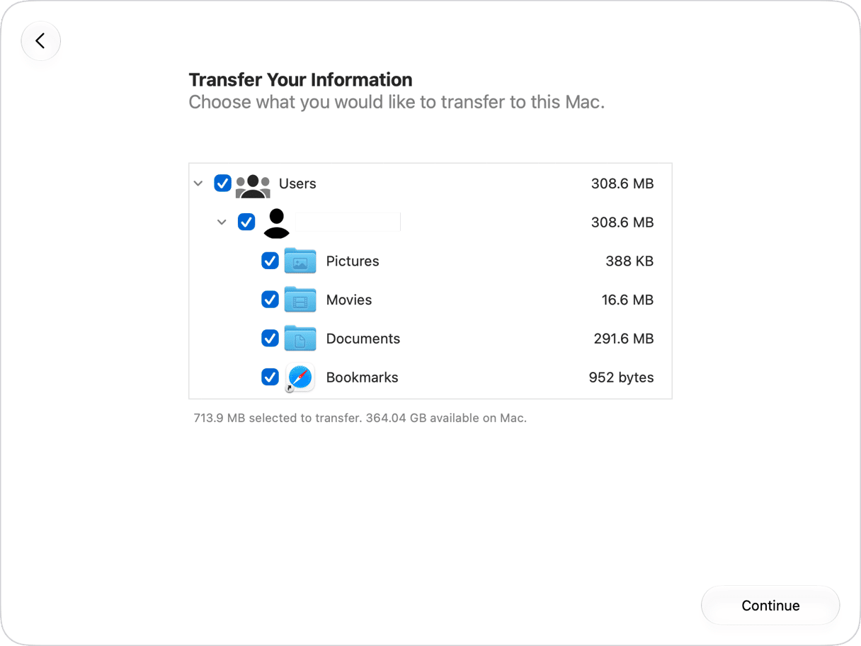 Restore Mac from the backup