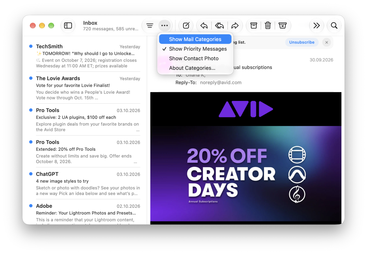Use Categories in Apple Mail