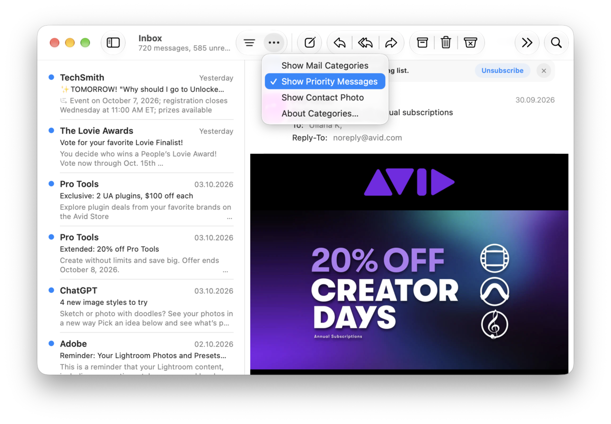 Let Apple Mail prioritize your Mail