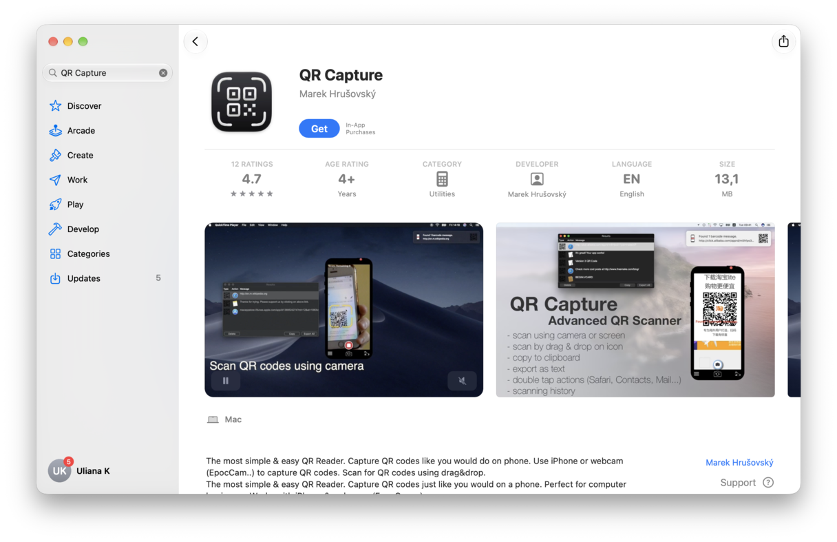 QR Capture app