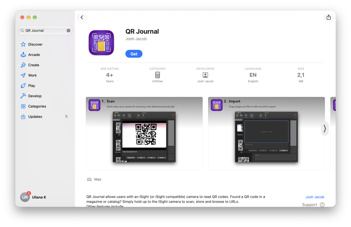 QR Journal app