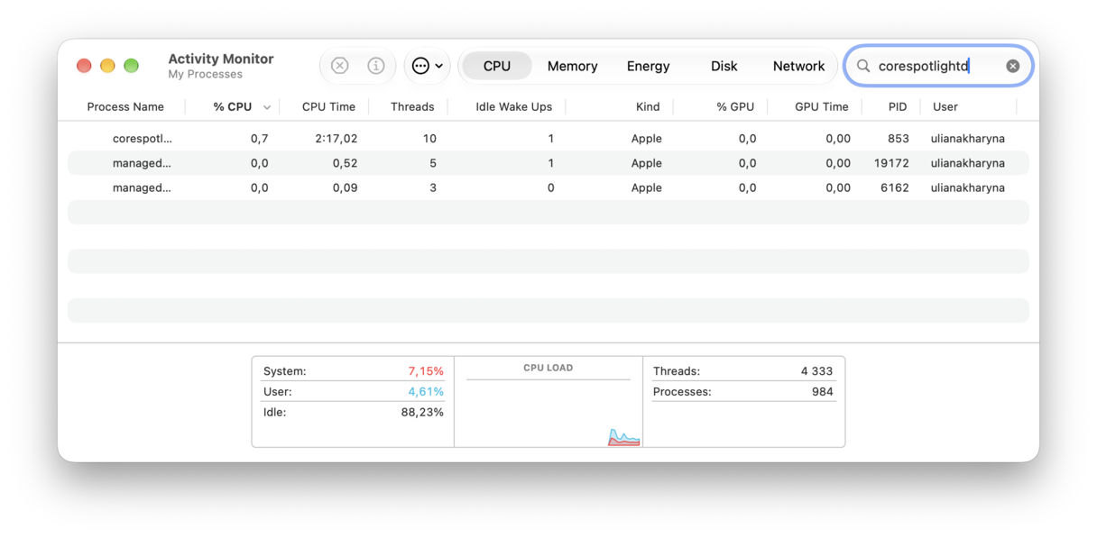 Activity Monitor on Mac