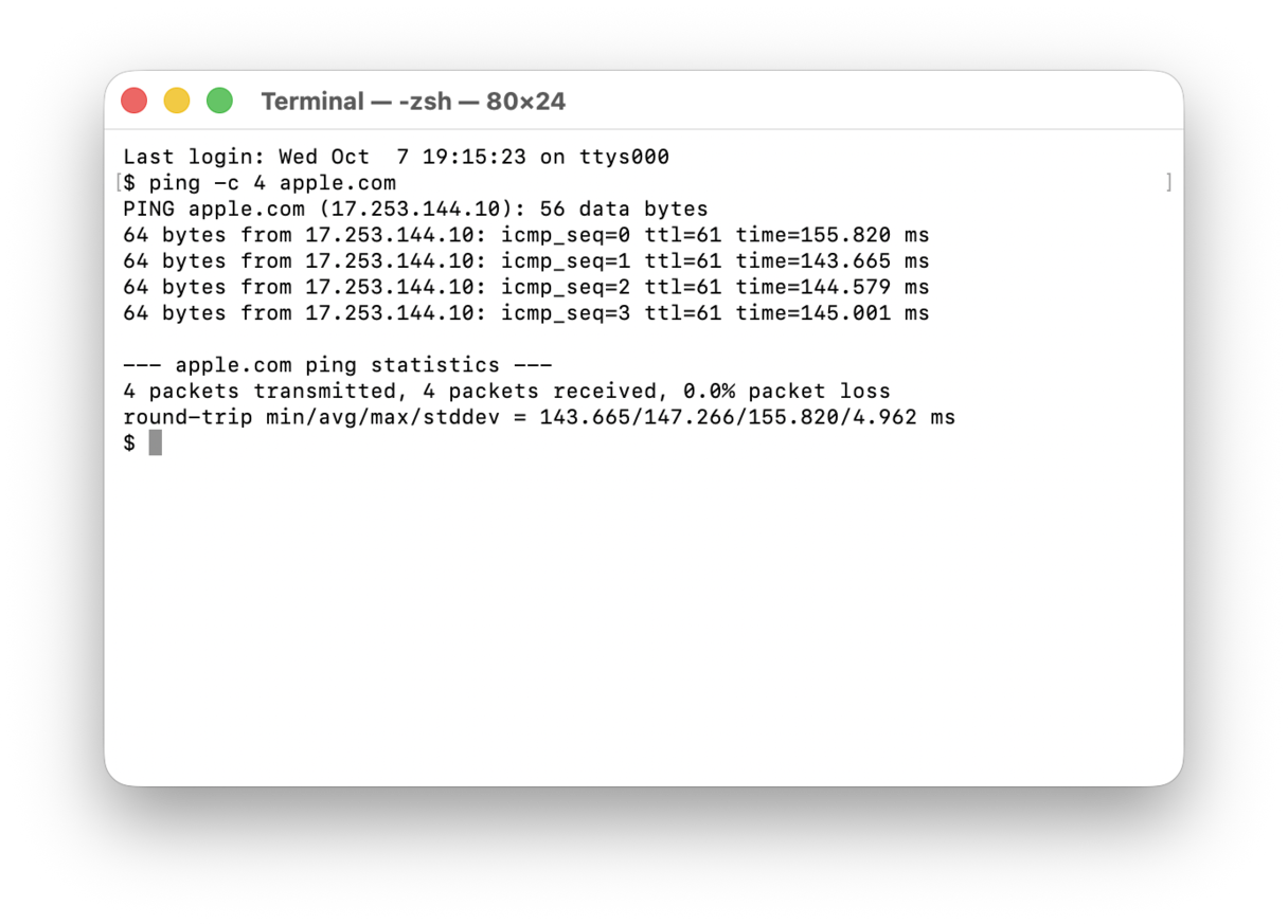Checking internet connection in Terminal