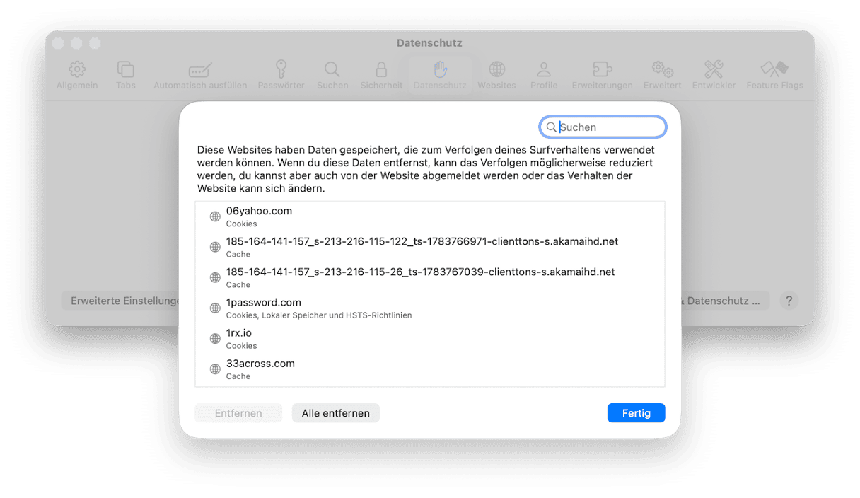 Safari-Cookies l&ouml;schen