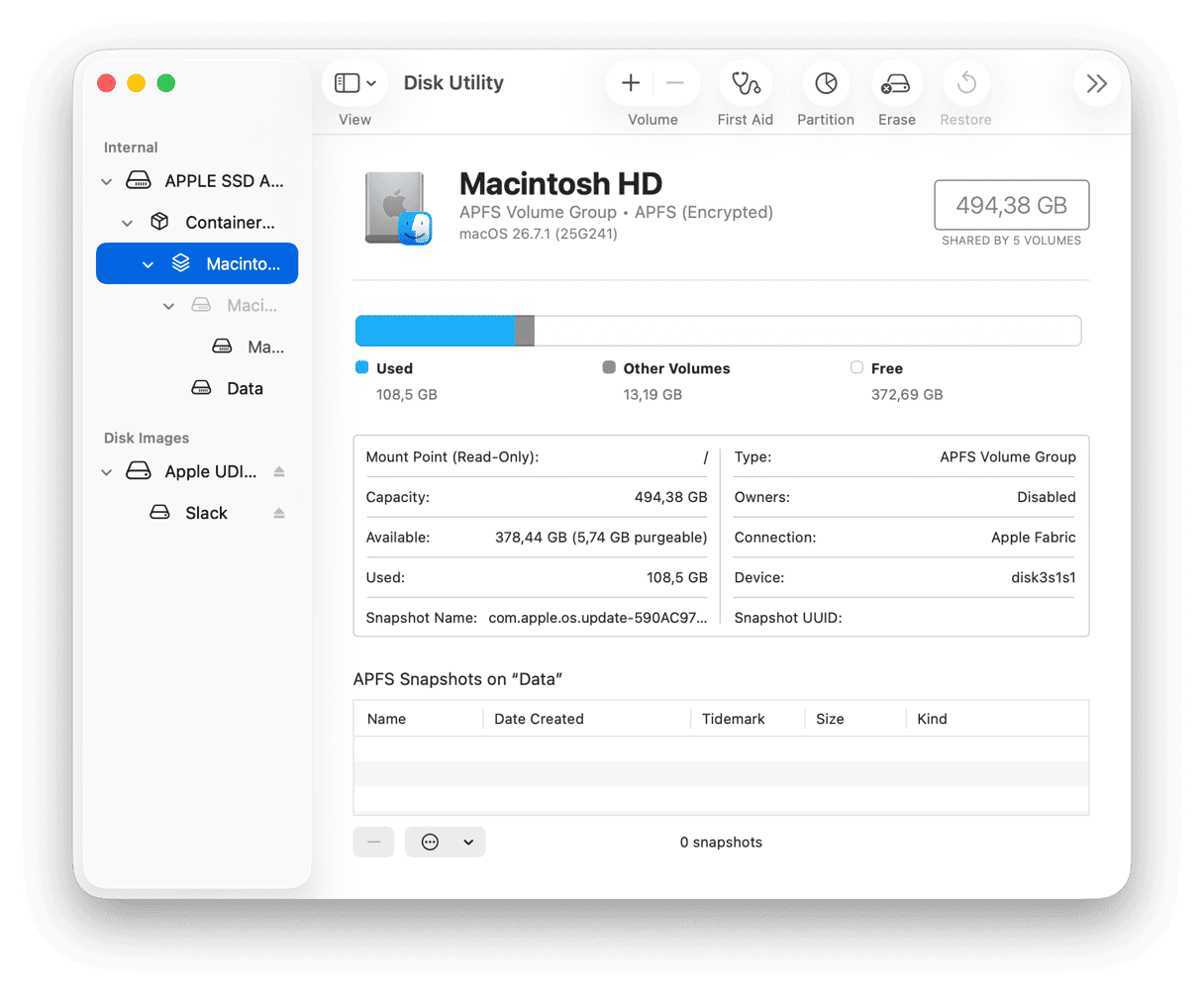 Select your startup disk in Disk Utility's sidebar