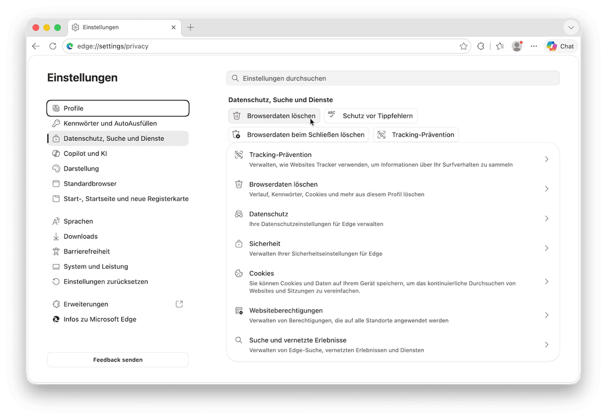 Mac-Cache l&ouml;schen in Edge
