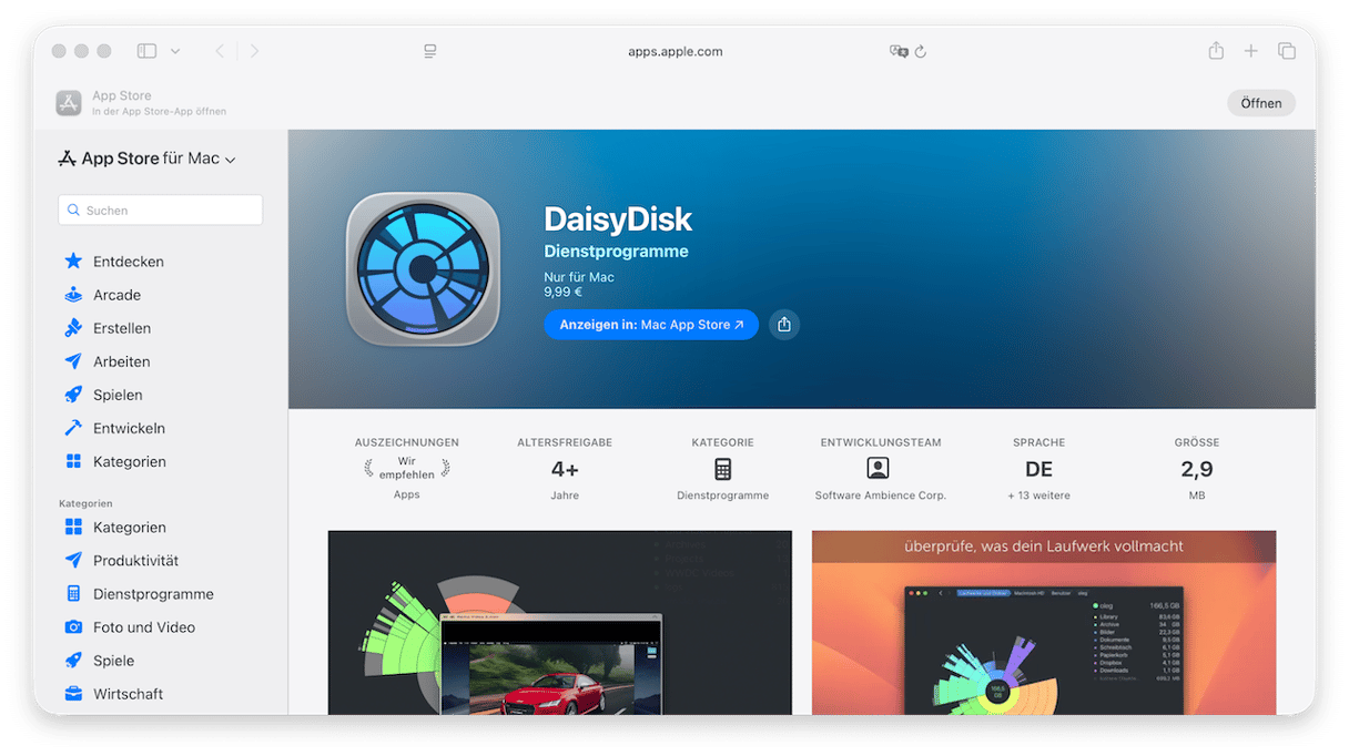 DaisyDisk: Ein eleganter Festplatten-Analysator f&uuml;r Mac