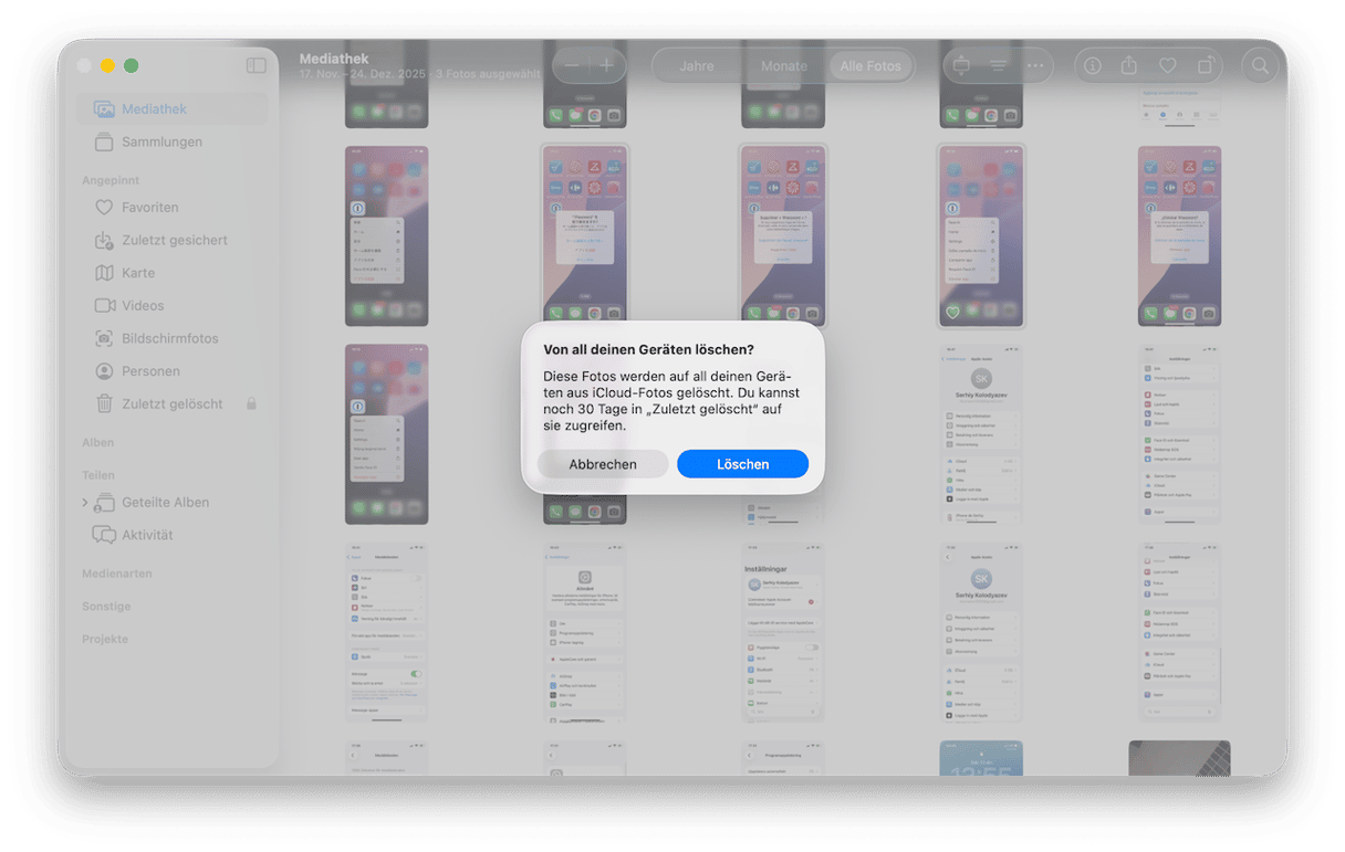 L&ouml;sche sie &uuml;ber die iCloud-Website