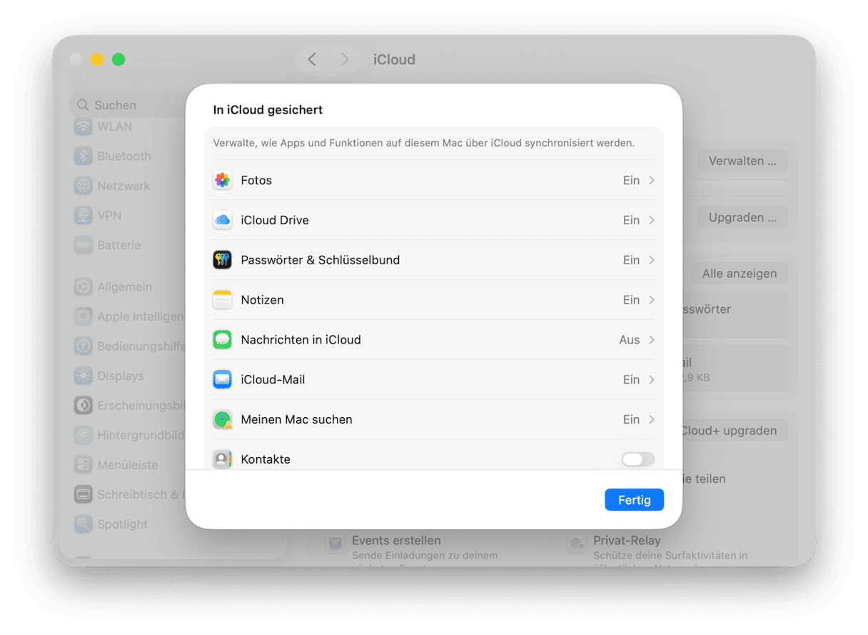 Klicke au&szlig;erdem auf Drive > Apps, die auf iCloud Drive synchronisiert werden, um sicherzugehen, dass du keine App &uuml;bersehen hast