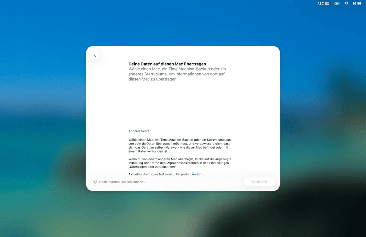W&auml;hlen Sie nun den anderen Mac aus, klicken Sie auf &bdquo;Weiter&ldquo; und w&auml;hlen Sie die Kategorie der Dateien, die Sie &uuml;bertragen m&ouml;chten