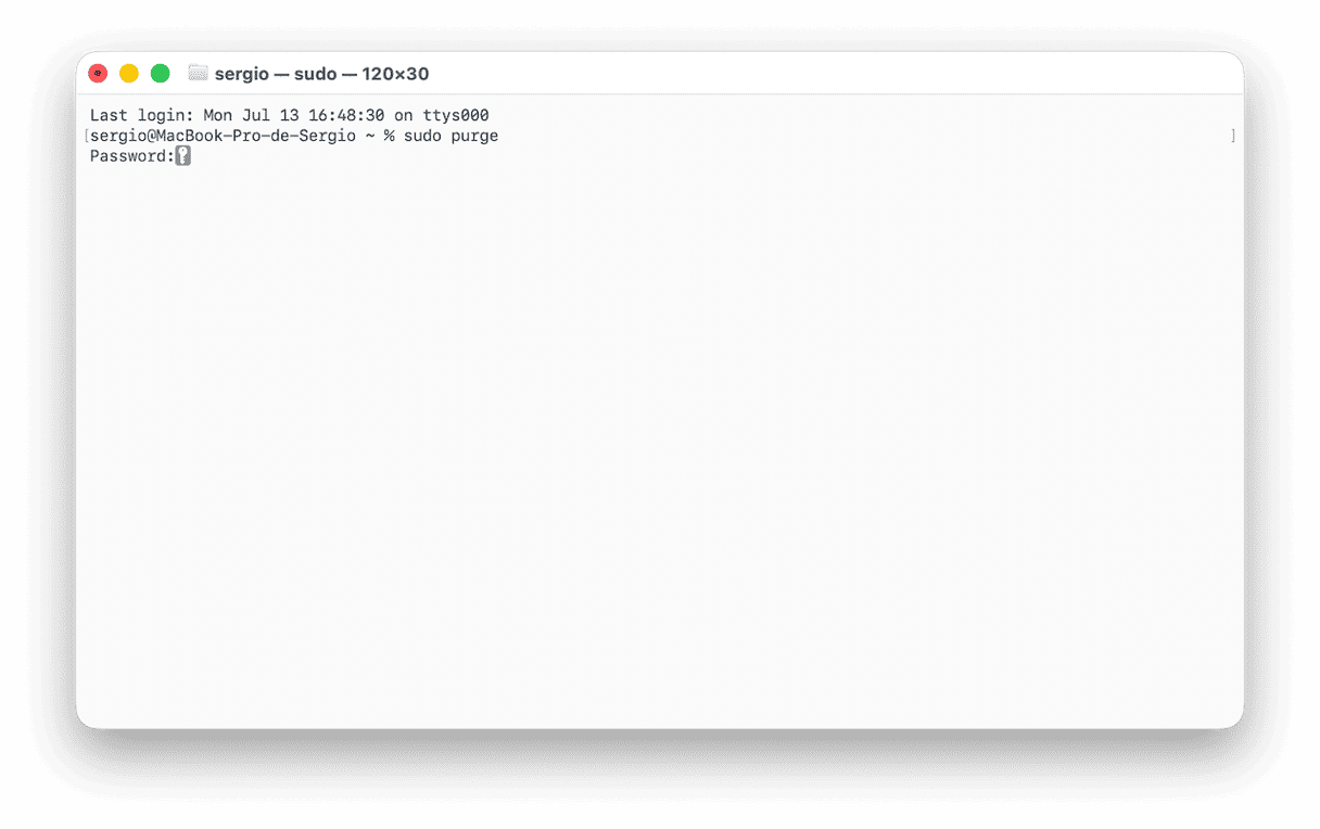 Arbeitsspeicher mithilfe von Terminal leeren