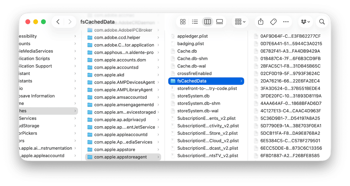 Faites glisser le contenu du dossier &laquo; fsCachedData &raquo; dans la corbeille