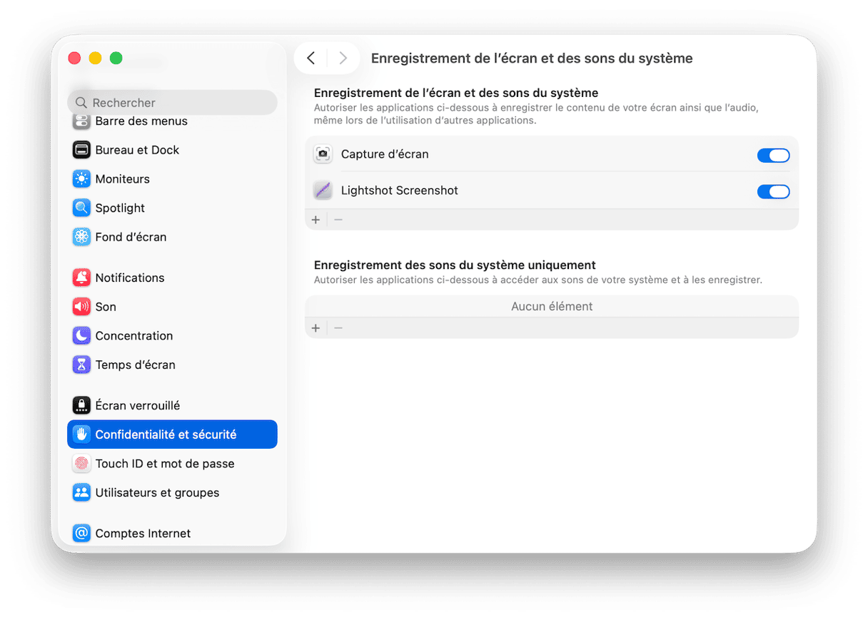 Contr&ocirc;lez la liste des applications ayant acc&egrave;s &agrave; votre &eacute;cran