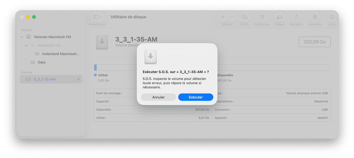 Rendez-vous dans Applications > Utilitaires et ouvrez l'Utilitaire de disque