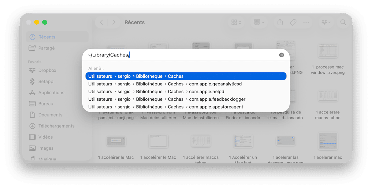 Supprimez les fichiers cache