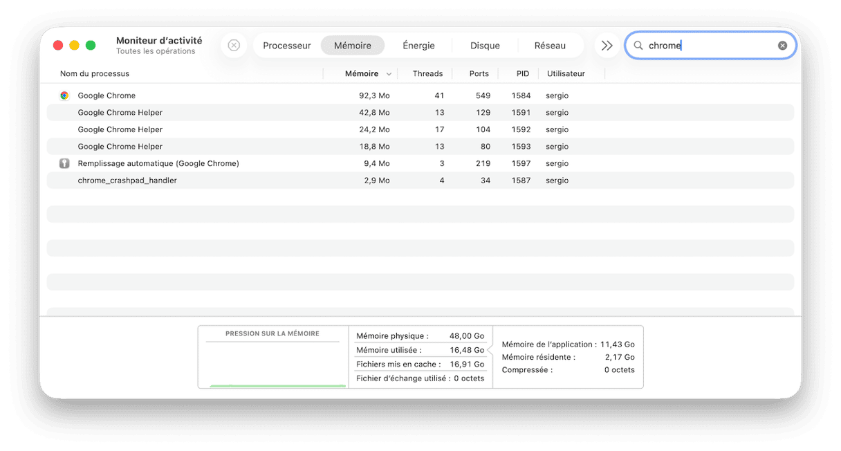 Ajustez le gestionnaire de t&acirc;ches de Chrome