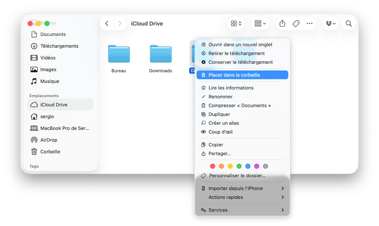 Ouvrez une nouvelle fen&ecirc;tre du Finder et rendez-vous dans iCloud Drive depuis la barre lat&eacute;rale