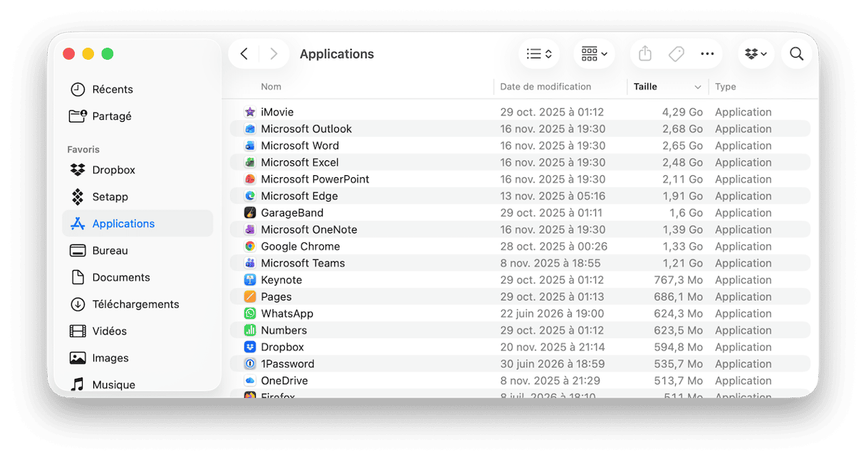 Vous verrez toutes les applications install&eacute;es sur votre Mac