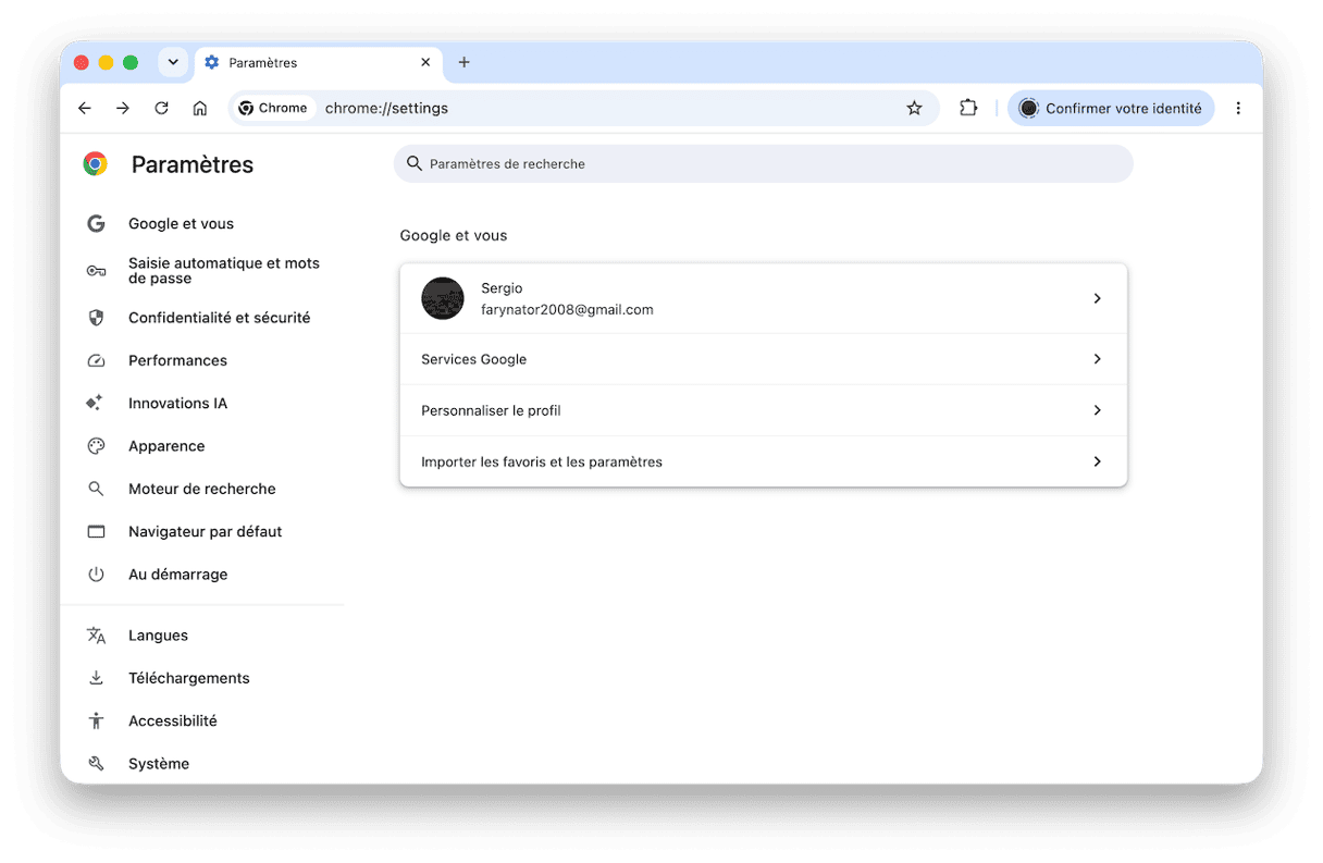 Rendez-vous sur chrome://settings/