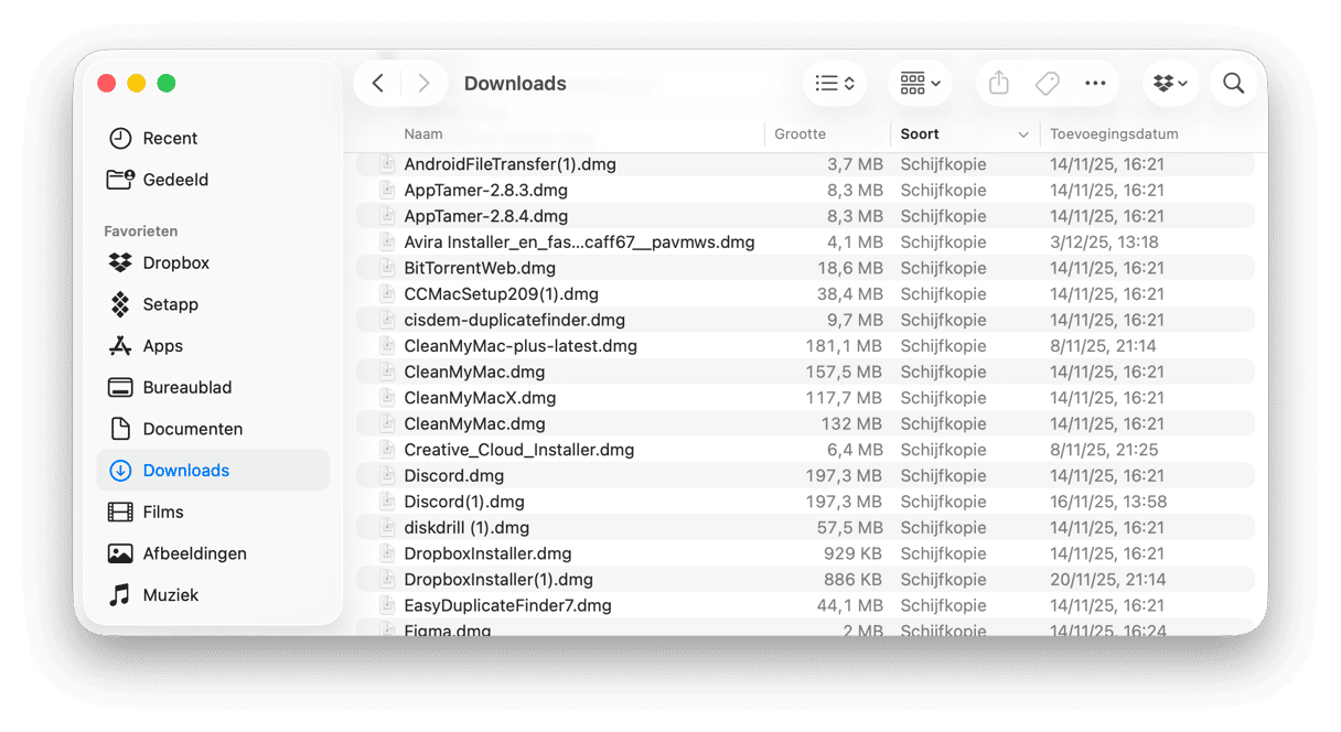 Scan je map 'Downloads'