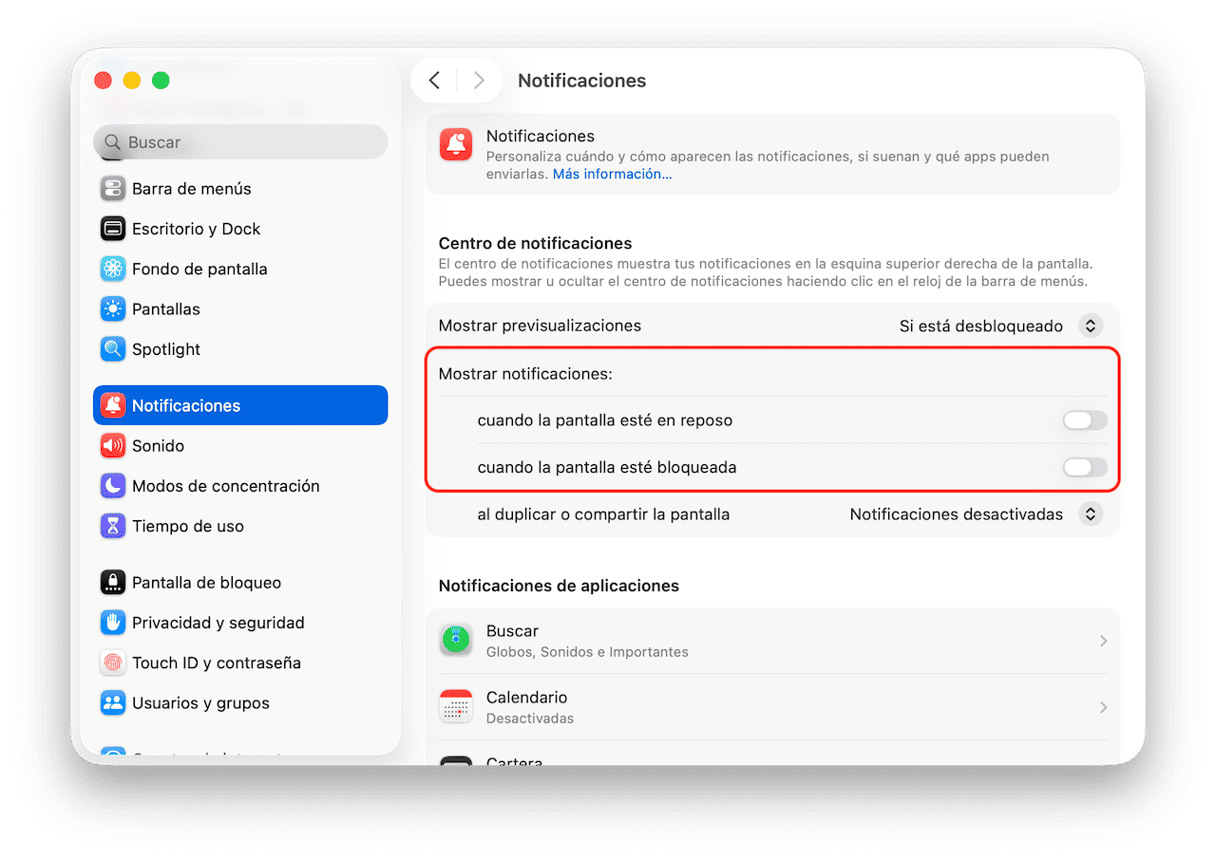 Desactiva las notificaciones mientras tu Mac est&aacute; suspendido