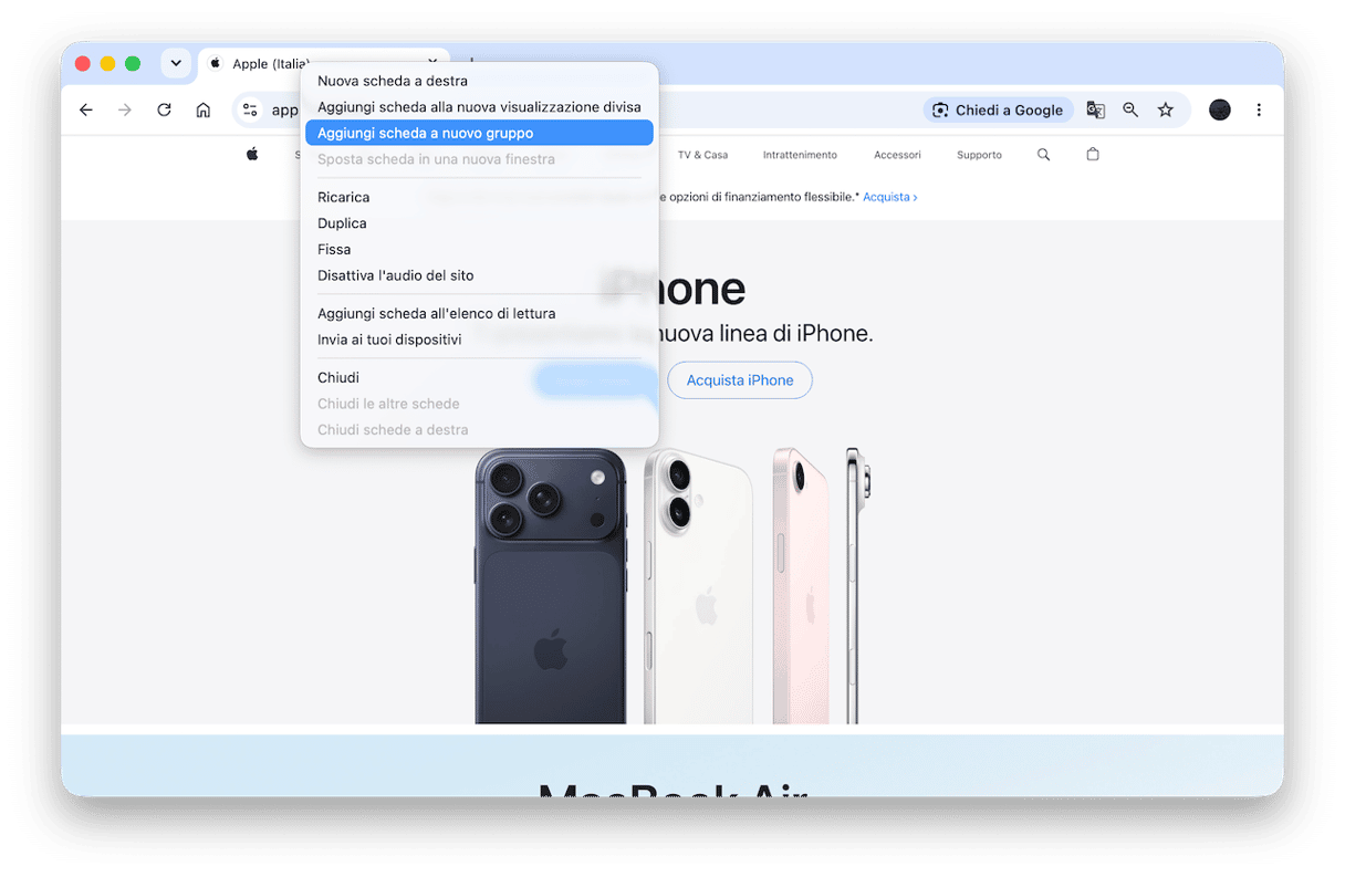 Tieni aperte meno schede nel browser - Chrome