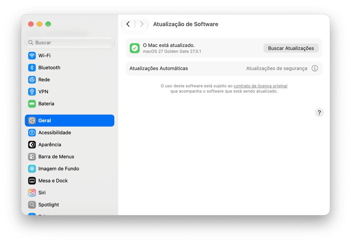 sistema Prefer&ecirc;ncias - Configura&ccedil;&otilde;es de atualiza&ccedil;&atilde;o de software do macOS