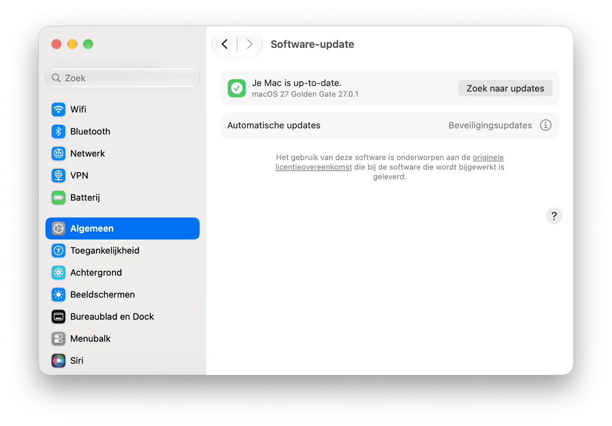 systeem Voorkeuren - macOS software-update-instellingen
