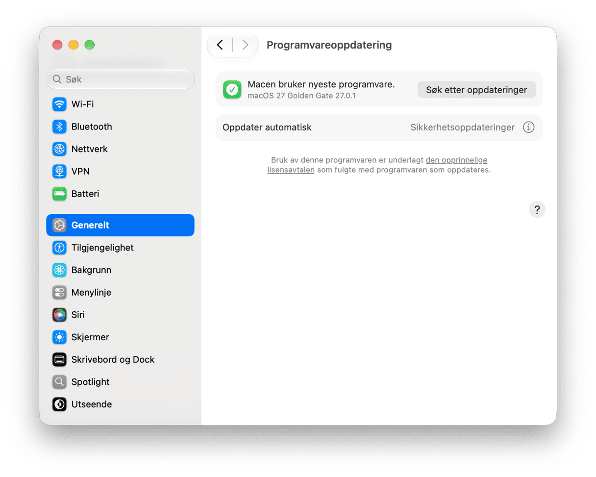 System Preferences - macOS Software Update settings